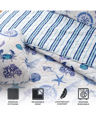 Nautical Microfiber Quilt Set With Shams