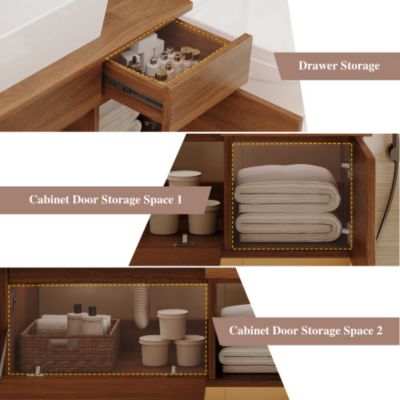 31.5inch Floating Single Bathroom Vanity with Sink High Quality Solid Wood Top Vessel Ceramic Sink