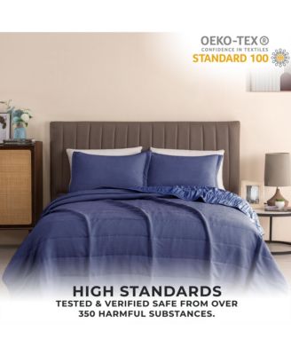 Textured Spandex Solid Quilt Set With Shams