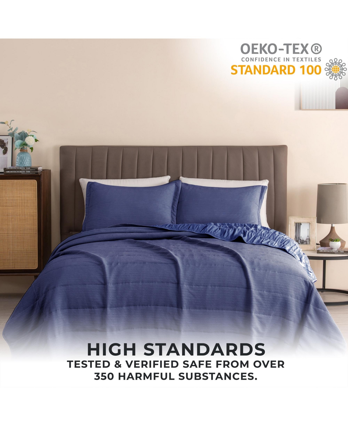 Linery & Co. Textured Spandex Solid Quilt Set With Shams