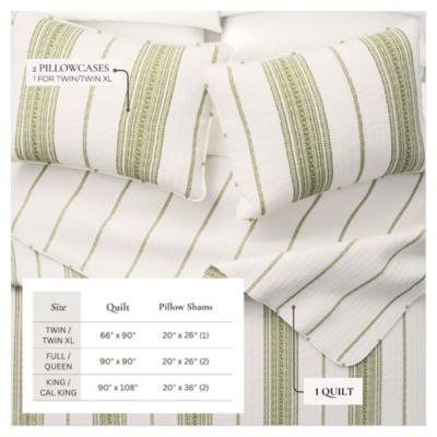Farmhouse Stripe Microfiber Quilt Set With Shams