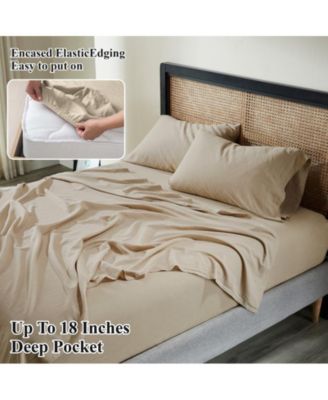 Superior Cotton Linen Blend Deep Pocket  Bed Sheet Set, Twin XL