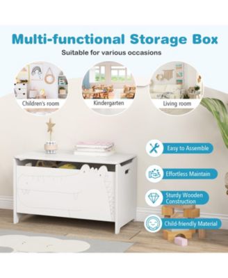 Wooden Kids Toy Box with Safety Hinge