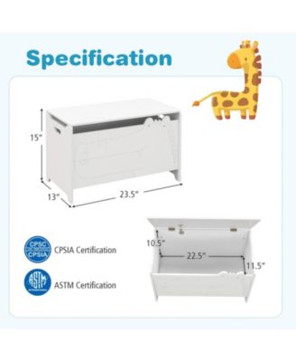 Wooden Kids Toy Box with Safety Hinge