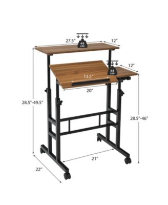 Mobile Standing up Desk Adjustable Computer Desk Tilting Workstation