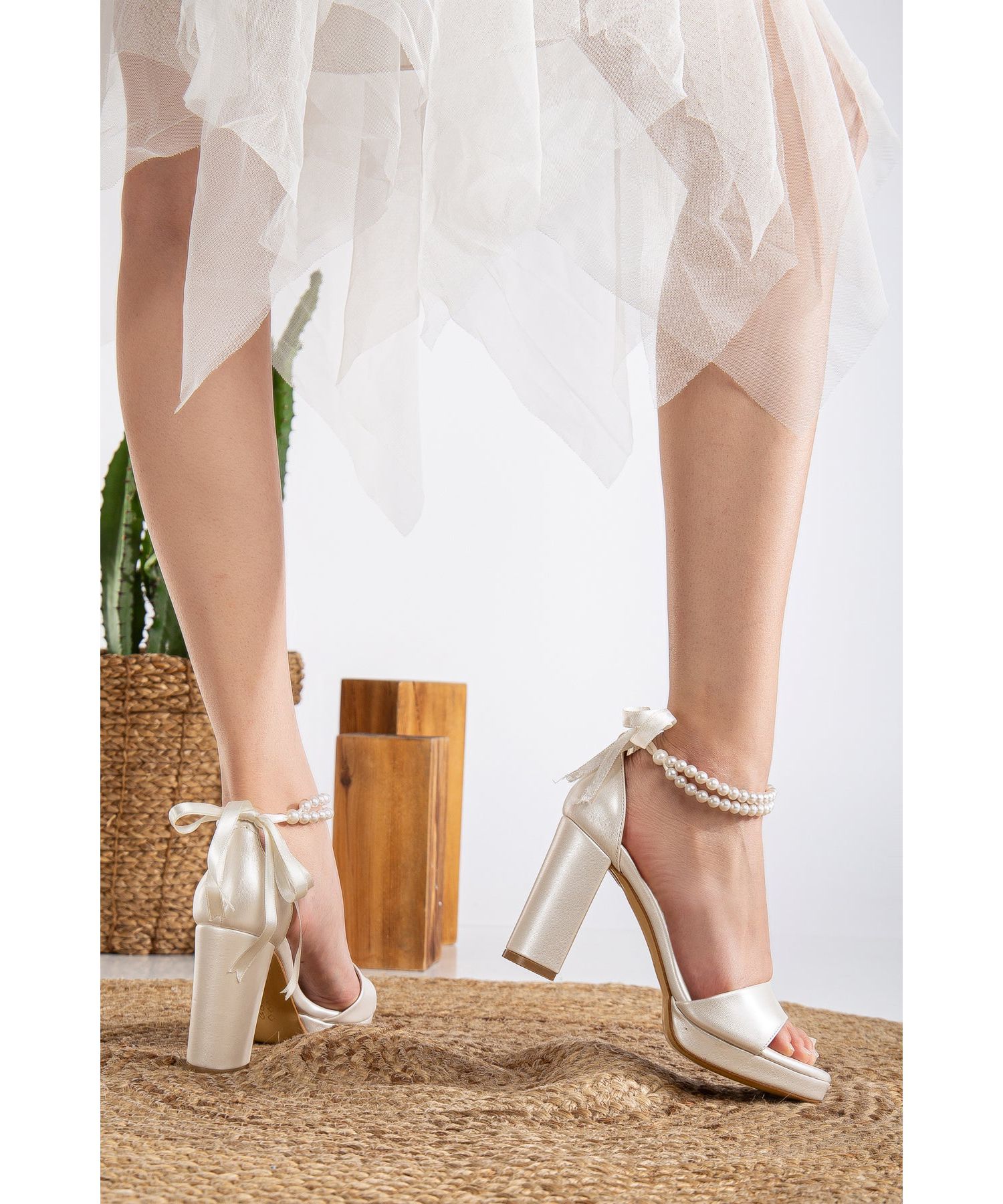 Renee Platform Sandals with Pearls