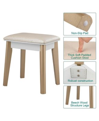 Makeup Dressing Table with 4 Drawers and Lighted Mirror