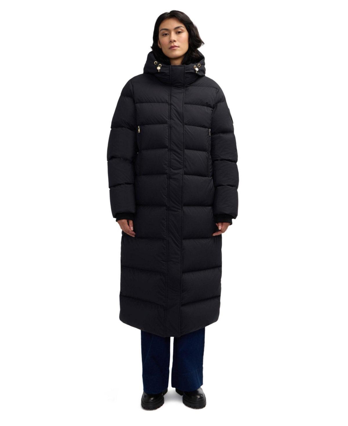 Women's Verity Long Boxy Channel Quilted Puffer - Black