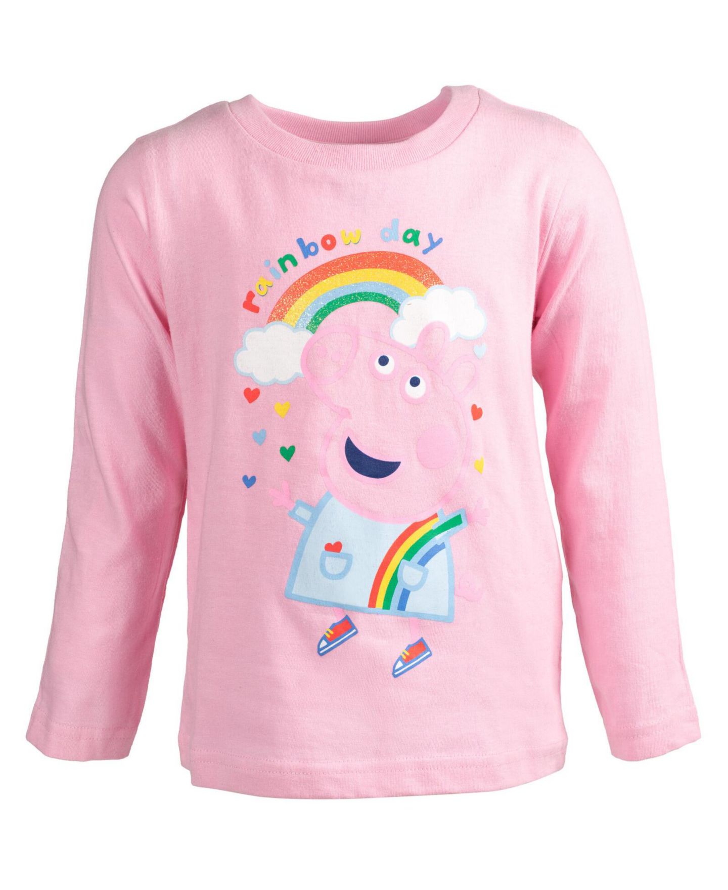 Футболки Peppa Pig 2-Pack Glitter Long Sleeve T-Shirts для девочек-малышей, цвет: Тёмно-синий розовый — фото 3