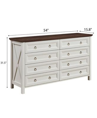 Farmhouse 8 Drawers Dresser Chests for Bedroom, Wood Rustic Tall Chest of Drawers, Dressers Organizer for Bedroom, Living Room, Hallway