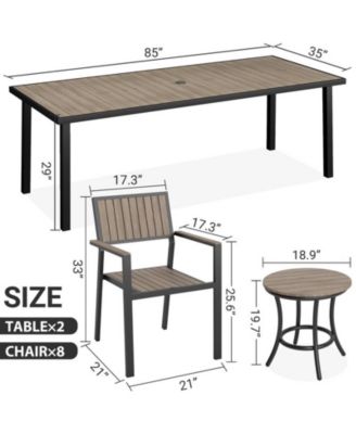 10-Piece Aluminum Outdoor Patio Dining Set with Rectangle Table, Small Side Table and 8-Stackable Chairs