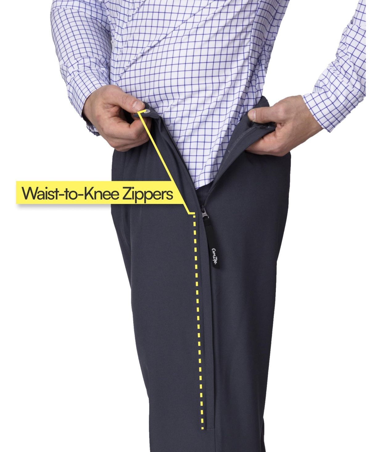 JOE & BELLA MEN'S CAREZIPS ADAPTIVE THREE-ZIPPER ADAPTIVE PANTS. 