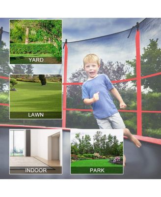 55" Trampoline for Kids, Children Trampoline w/Safety Enclosure Net & Spring Pad & Bulit-in Zipper Sturdy Steel Frame, Mini Outdoor Indoor Trampoline for Patio, Garden, Porch