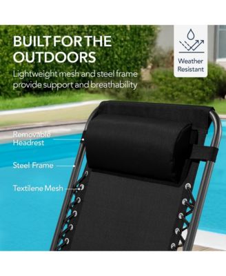 Folding Outdoor Zero Gravity Rocking Lounge Chair w/ Headrest Pillow