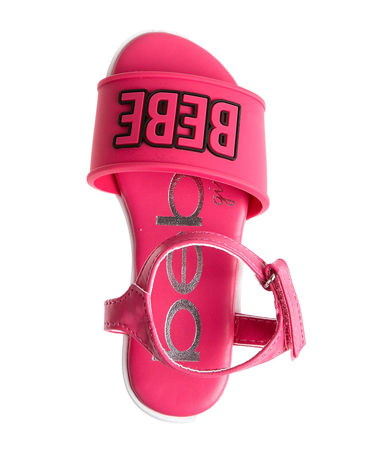 Bebe Little Girls Flat With Rhinestone Dangle Charm Sandals In Fuchsia