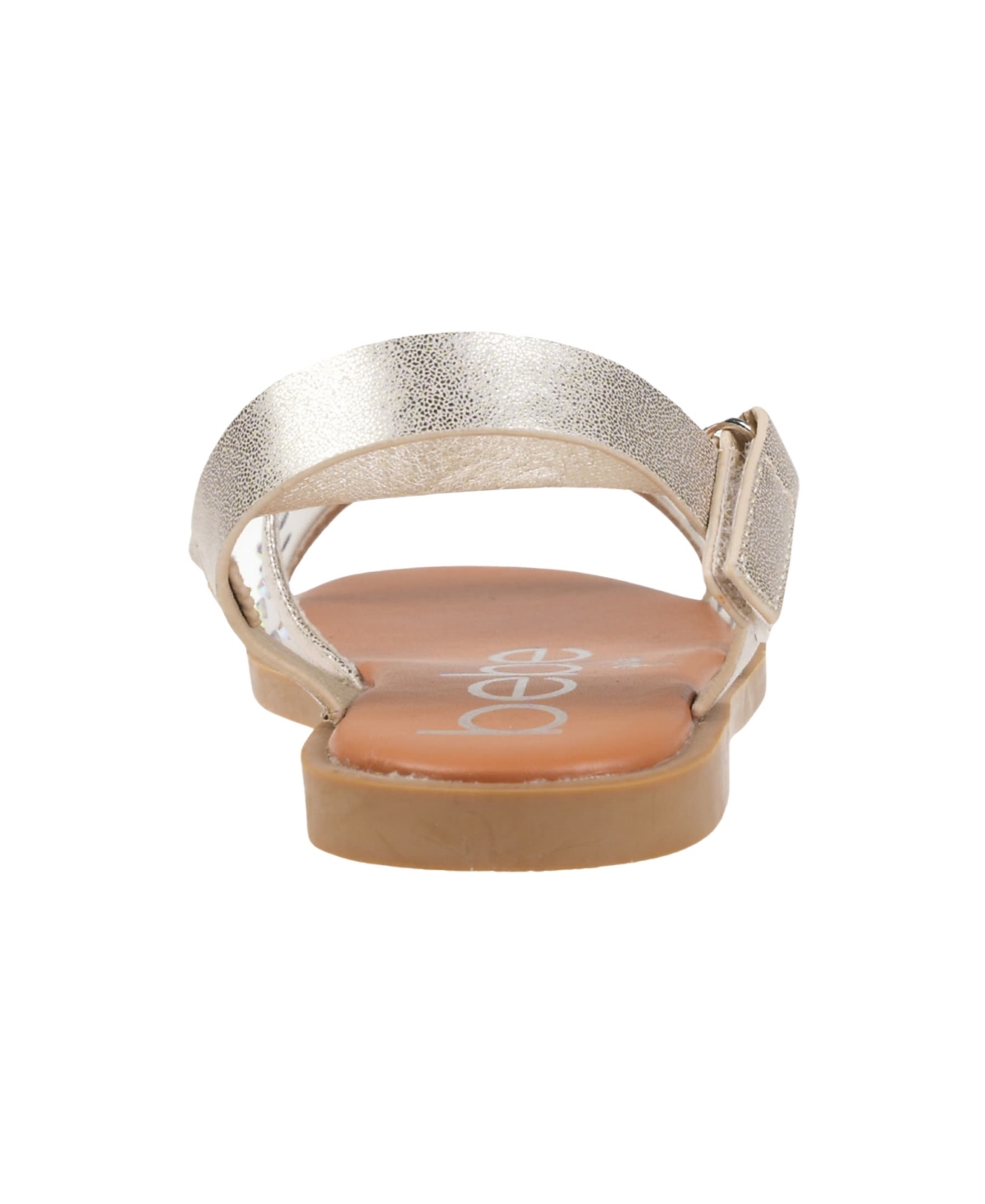 Bebe Little Girls Sparkly Fashion With Rhinestone Sandals In Nude