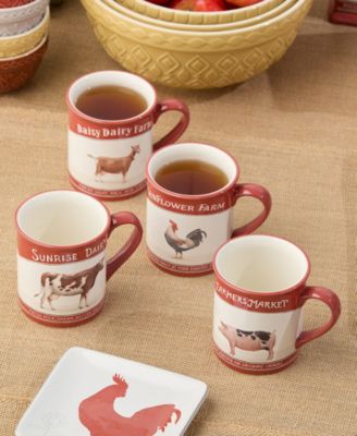 Vintage Farm Mugs, Set of 4
