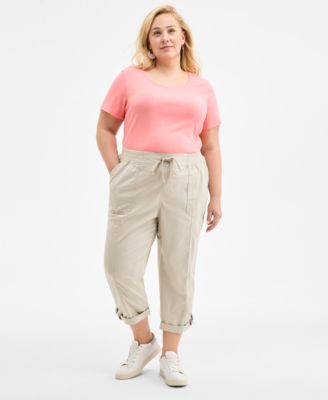 Style & Co - Plus Size Pull-On D-Ring Cuffed Capri Pants