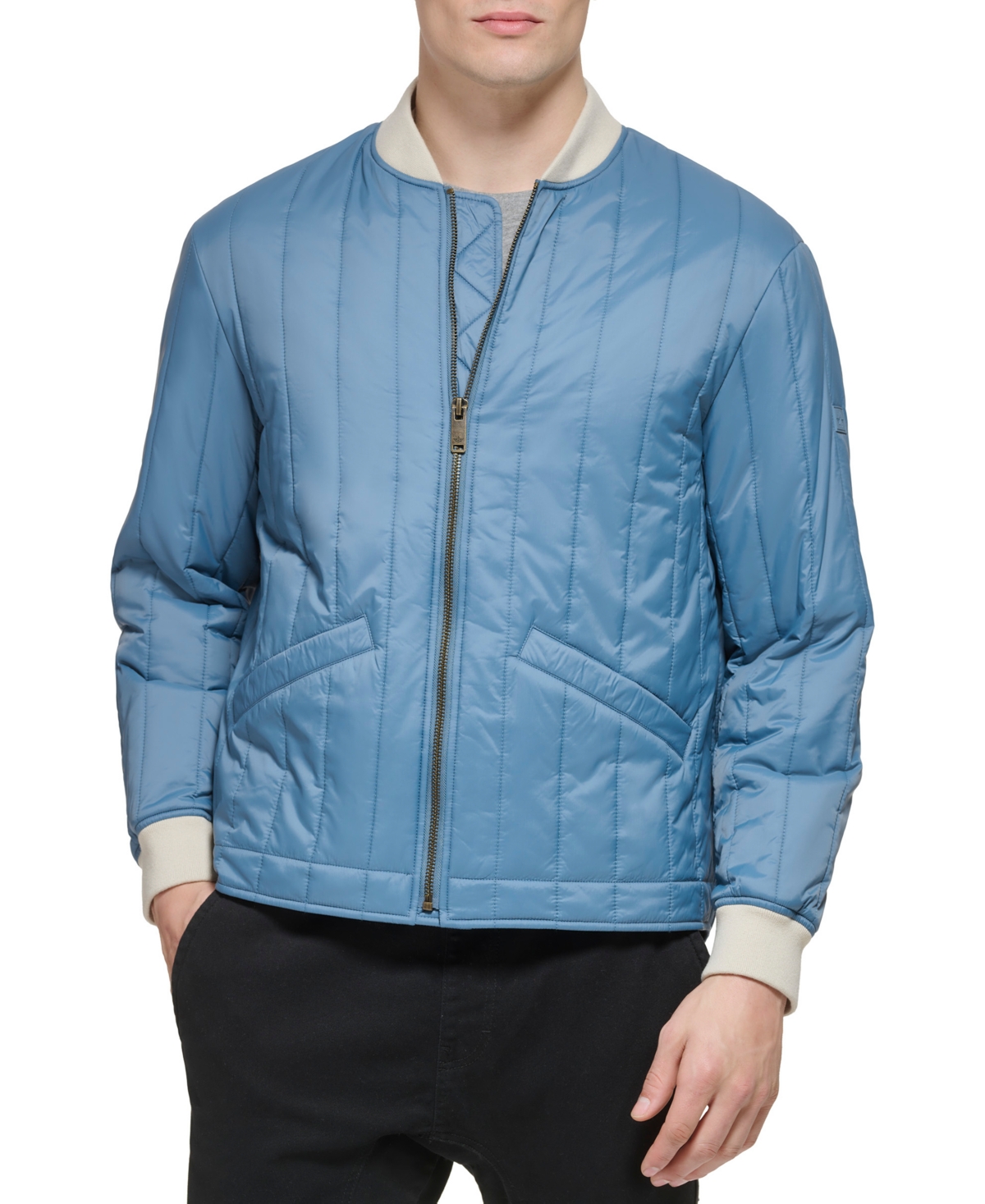 Men's Quilted Bomber Jacket - Blue