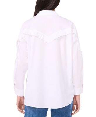 Women's The Amora Ruffle-Trim Button-Front Cotton Shirt