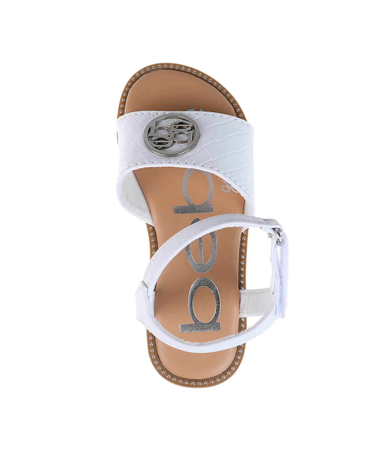 Bebe Little Girls Embossed Flat With Medallion Hardware Sandals In White
