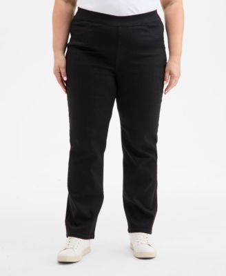 Plus Size Straight-Leg Pull-On Jeans, Exclusively at Macy's