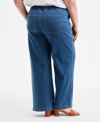 Plus Size High-Rise Wide-Leg Jeans, Exclusively at Macy's