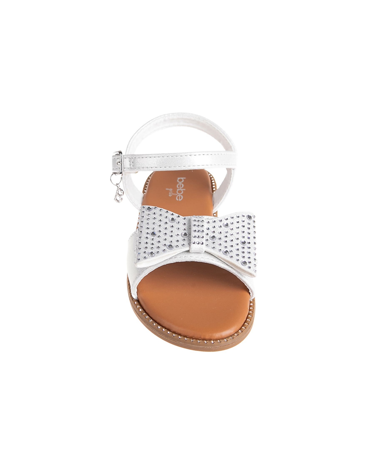 Bebe Little Girls Fashion With Special Rhinestone Bow Sandals In White
