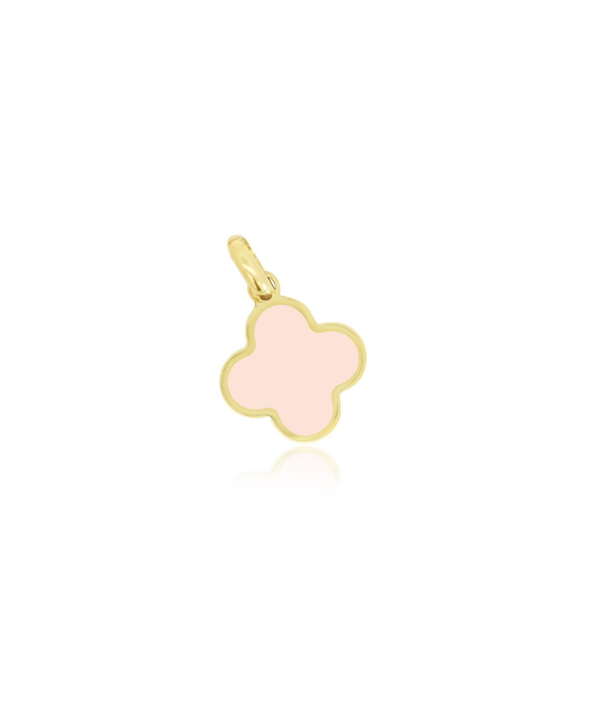 Pink Pearl Clover Charm 14K Gold - 10 millimeters - Pink pearl