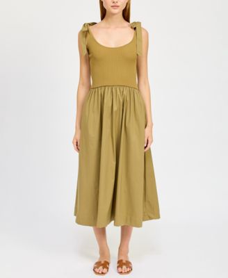 En Saison - Women's Wren Mixed-Media Midi Dress