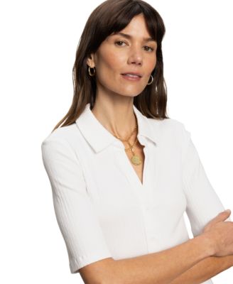 Women's Elbow-Sleeve Ribbed-Knit Shirt