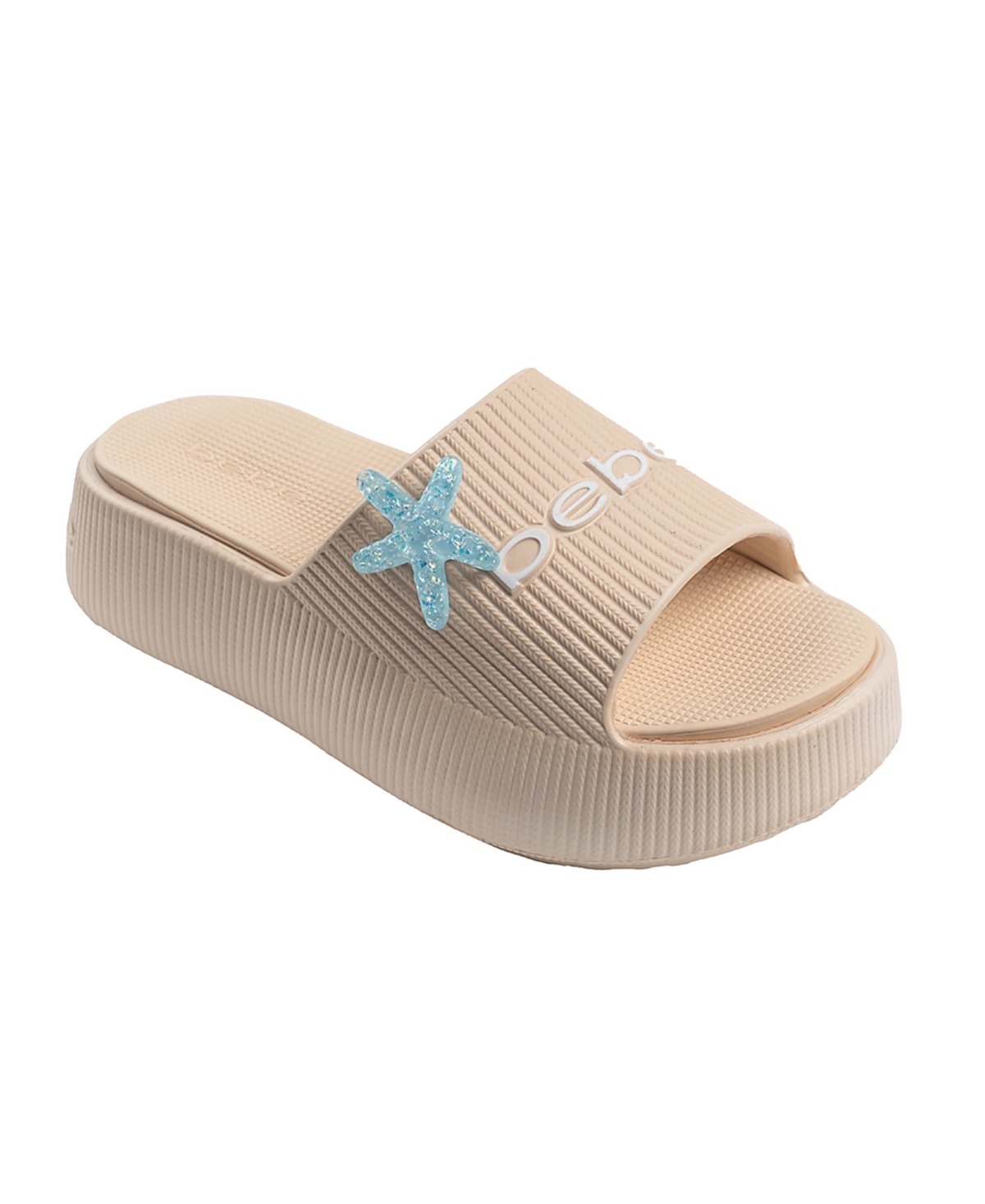 Bebe Little And Big Girls Stylish And Comfortable Summer Platform With Starfish Charm Slides In Sand