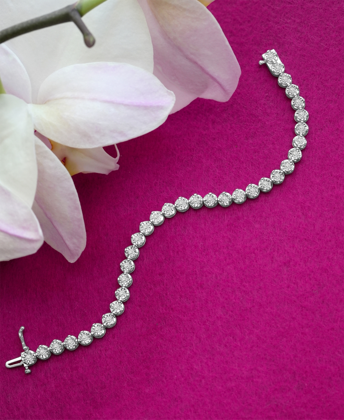 Macy's Diamond Round Link Bracelet (1 Ct. T.w.) In Sterling Silver In Sterling Silver