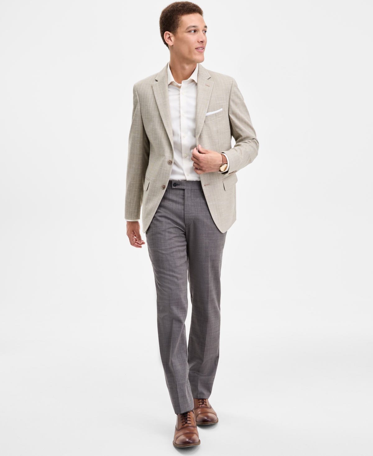 Tommy Hilfiger Men's Modern-fit Gray Herringbone Sport Coat In Neutral