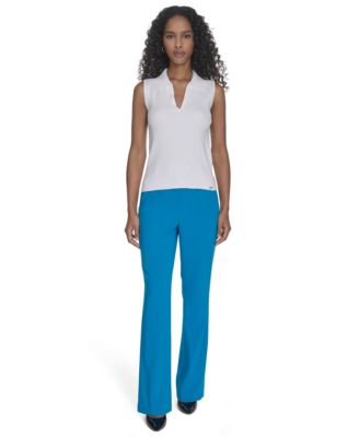 Women's Johnny-Collar Sleeveless Sweater