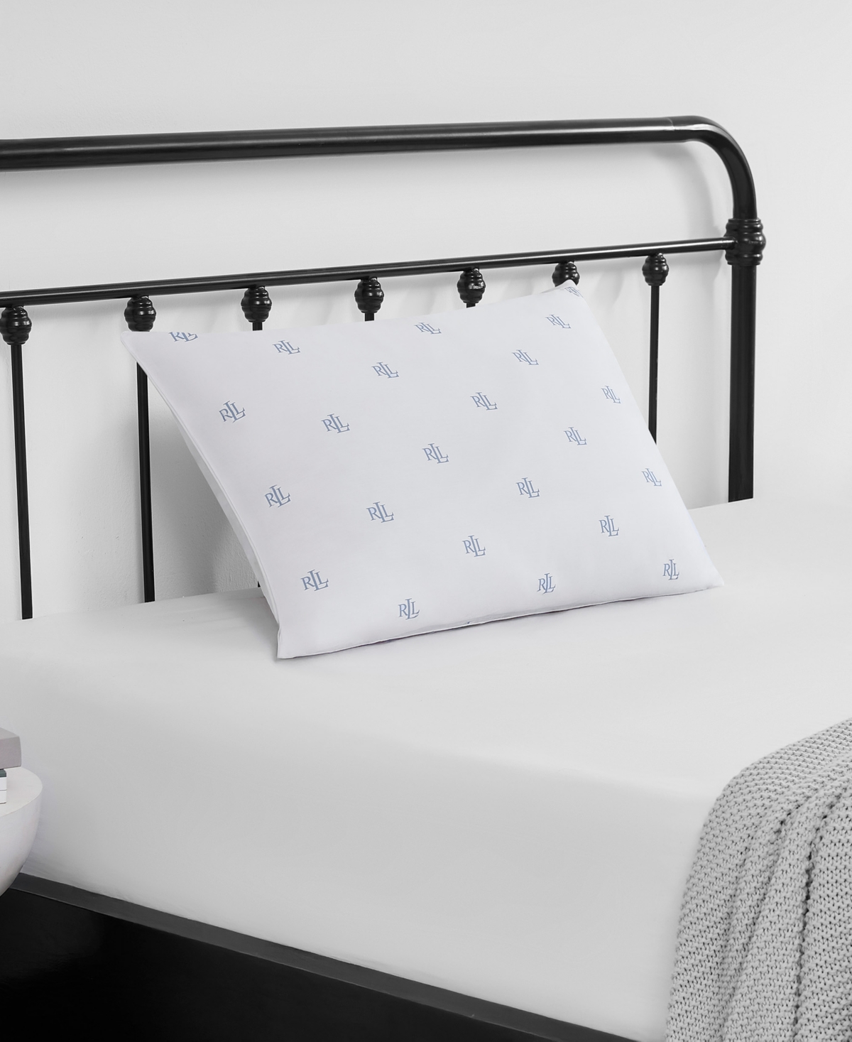 Ralph Lauren Logo Medium Density Down Alternative Pillow, King In White