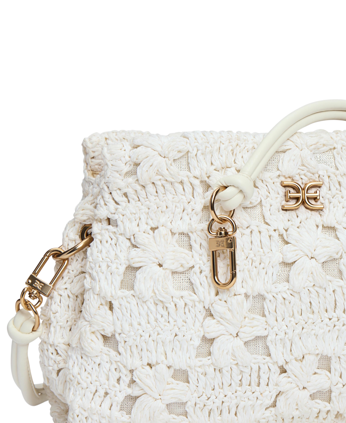 SAM EDELMAN LAYLA FLORAL RAFFIA SHOULDER BAG 