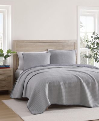 Ithaca Stripe Cotton Reversible 3-Pc. Quilt Set, Full/Queen