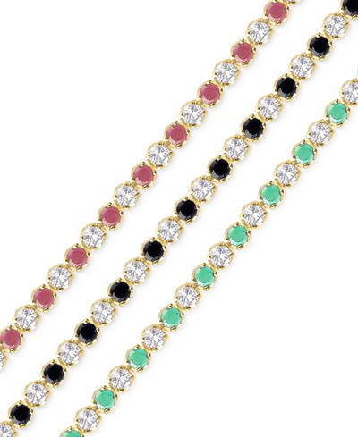 Victoria Townsend Precious Gemstone and White Topaz Tennis Bracelets in 18k Gold-Plated Sterling Silver