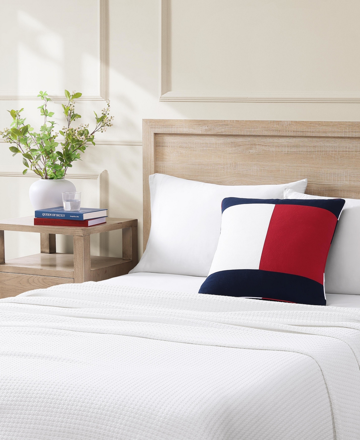 Tommy Hilfiger Th Flag Seersucker Decorative Pillow In Blue,red,white