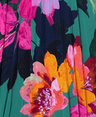 Women's Pleated Floral Chiffon Scarf Dress