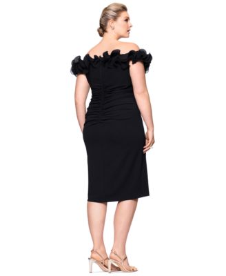 Plus Size Short-Sleeve Sweetheart-Neck Scuba-Crepe Bodycon Dress