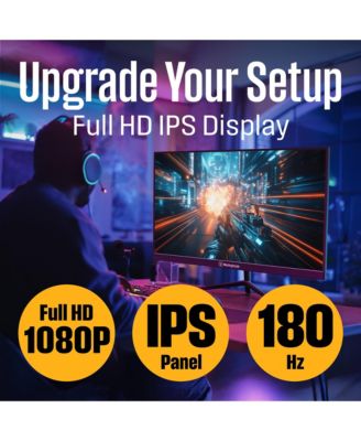 27 Inch Flat Gaming Monitor, 180Hz, 1ms, AMD FreeSync Support, Low Motion Blur, 1080p Full HD IPS Display, for Office, PC & Console Games with Built in Speakers, 1x DisplayPort, 2X HDMI