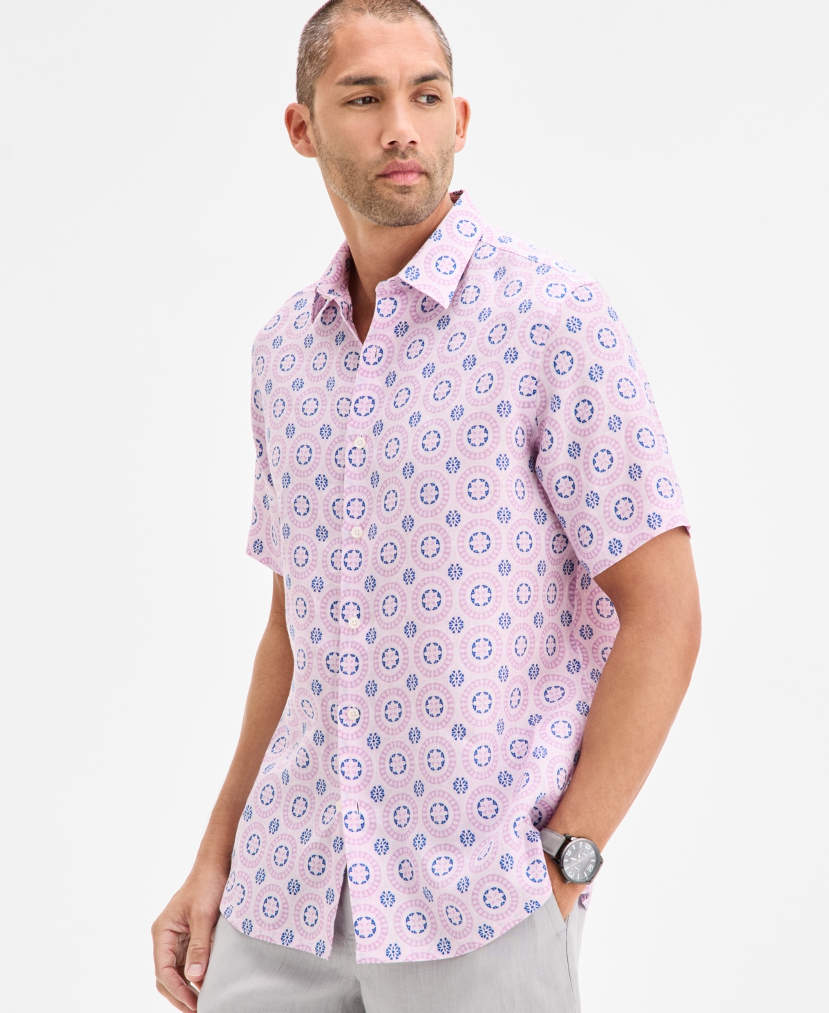 Club Room Men's Marks Medallion Shirt, Exclusively At Macy's