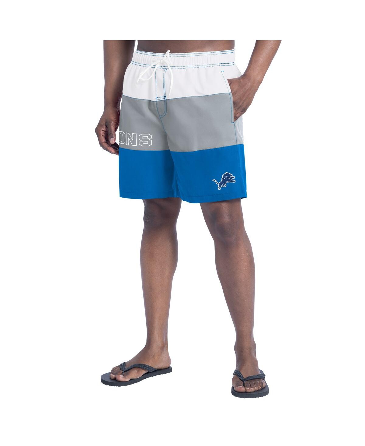 Men's Blue/Silver Detroit Lions Sunrise Volley Swim Shorts - Blue, Silver