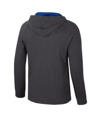 Men's Charcoal Duke Blue Devils DuJour Raglan Long Sleeve Henley Hoodie T-Shirt