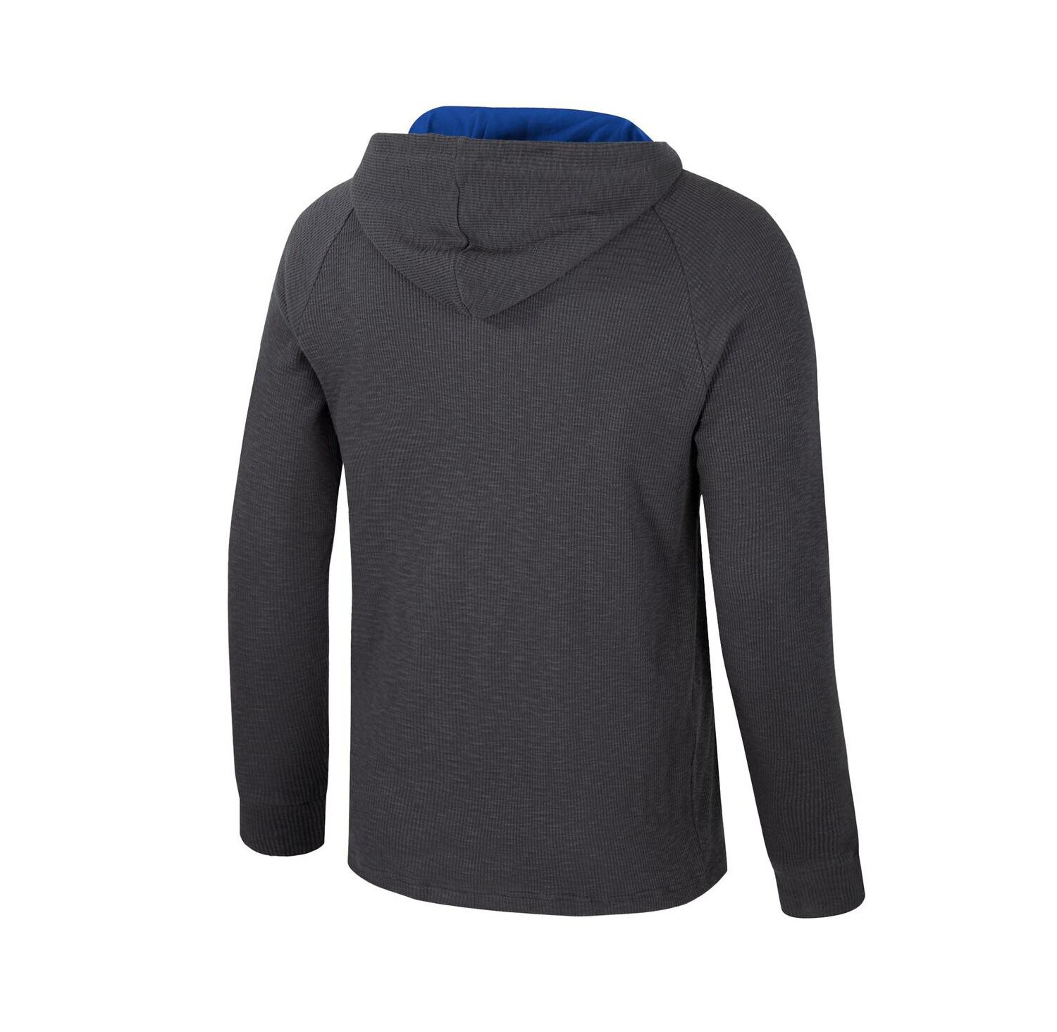 Men's Charcoal Duke Blue Devils DuJour Raglan Long Sleeve Henley Hoodie T-Shirt