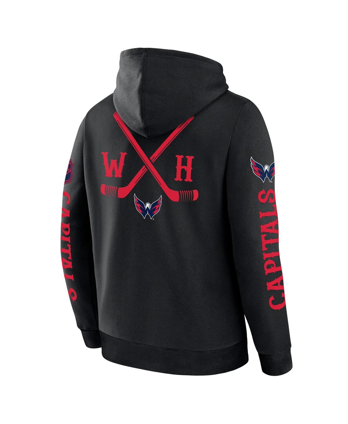 FANATICS MEN'S BLACK WASHINGTON CAPITALS BIG CITY LEGACY FLEECE PULLOVER HOODIE 