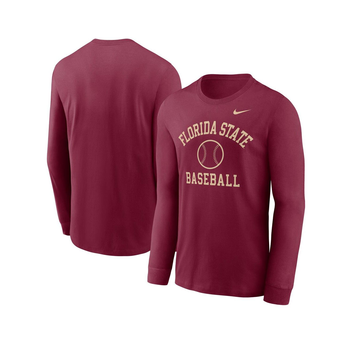 Men's Garnet Florida State Seminoles Essential Baseball Arch Long Sleeve T-Shirt