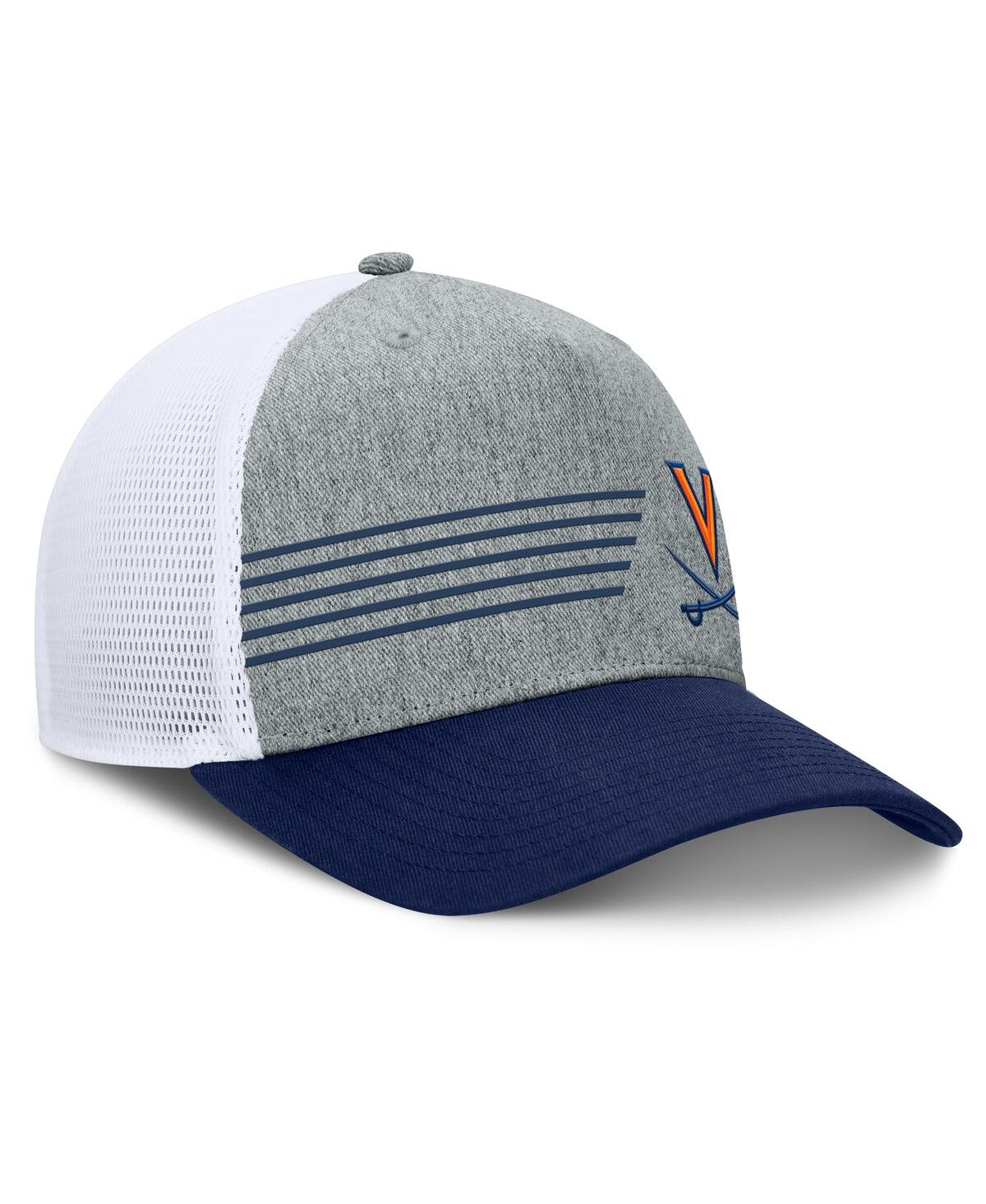 Fanatics Men's Heather Gray/navy Virginia Cavaliers Profile Trucker Adjustable Hat In Gray,navy